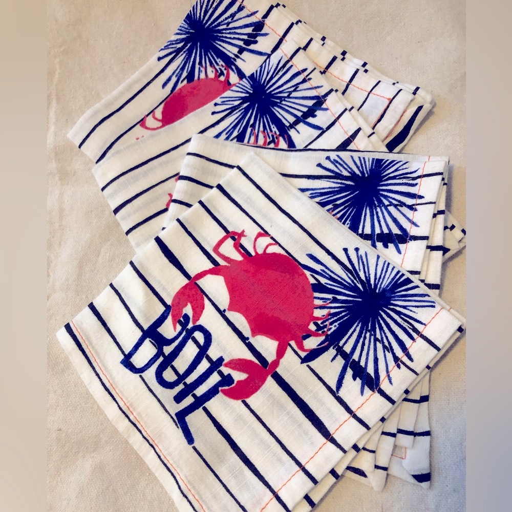 NWOT Anthropologie Crab Boil Cocktail Napkins Set of 4
